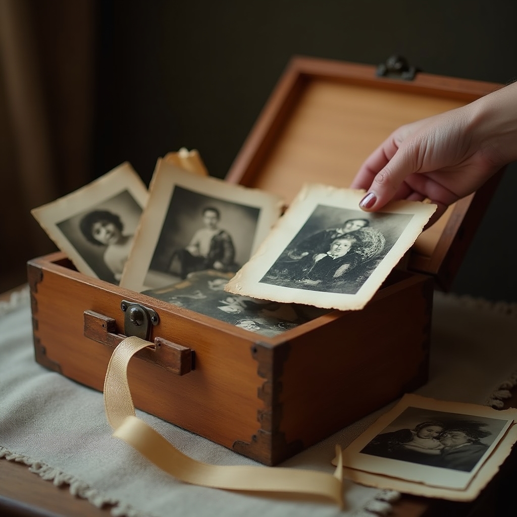 Archivo de fotografías familiares antiguas usado como material de memoria en los ejercicios