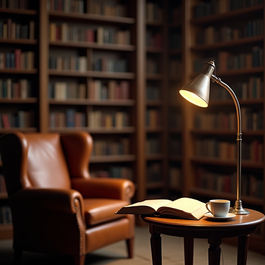 Espacio de lectura tranquilo con estanterías utilizado para el estudio de los conceptos del curso